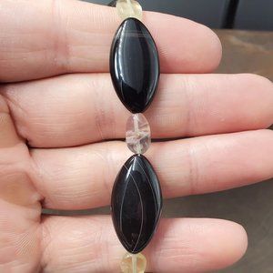 8 Inch Sterling Silver Black And Yellow Semi Precious Stones Bracelet
